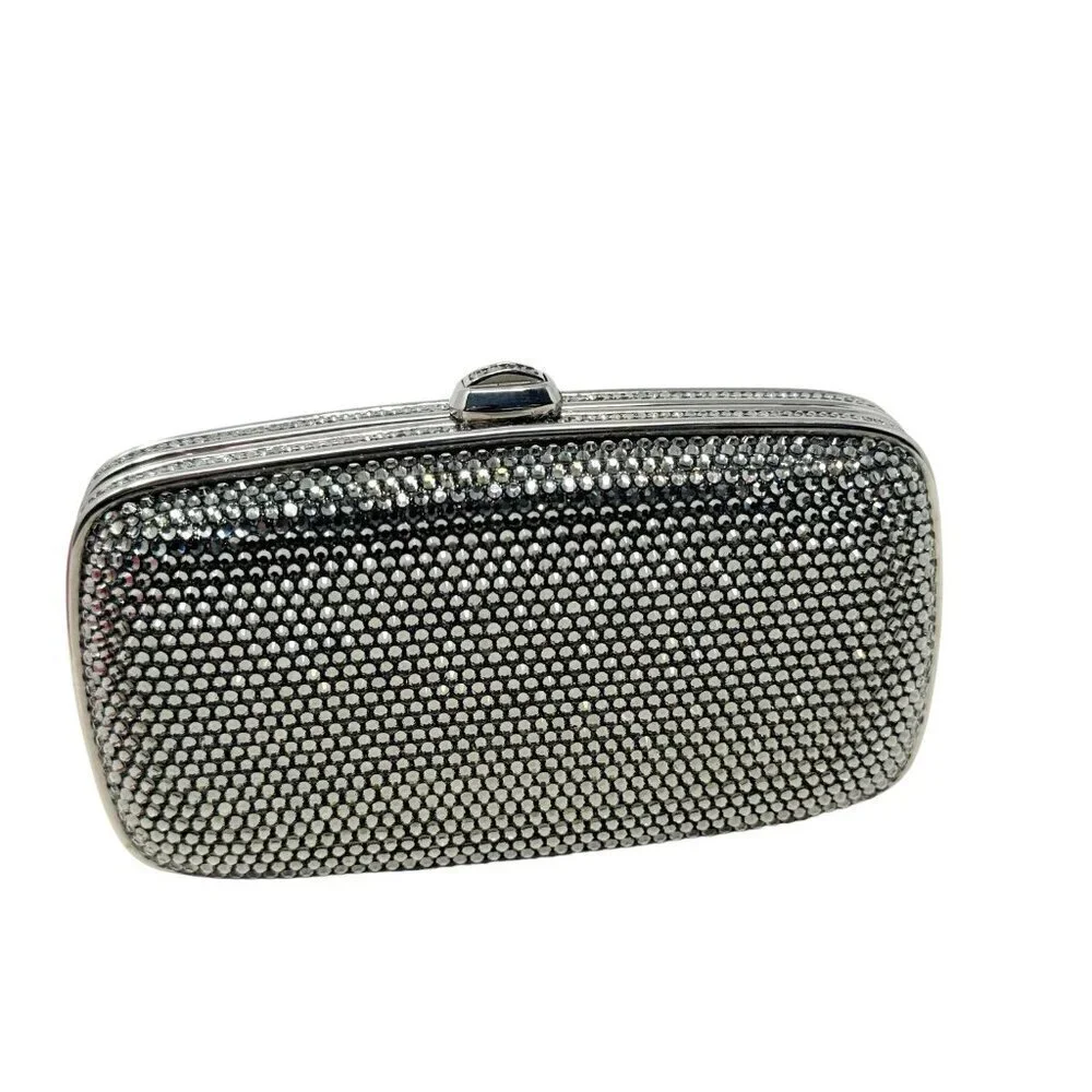 JUDITH LIEBER SWAROVSKI CRYSTAL Classic Micro mini Clutch Bag smoke gray Amazing